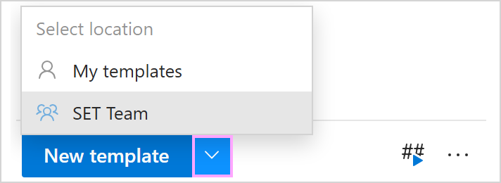 Select the team to share a new template with. Select the team to share a new template with.