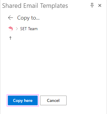 Share an email template with the selected team.