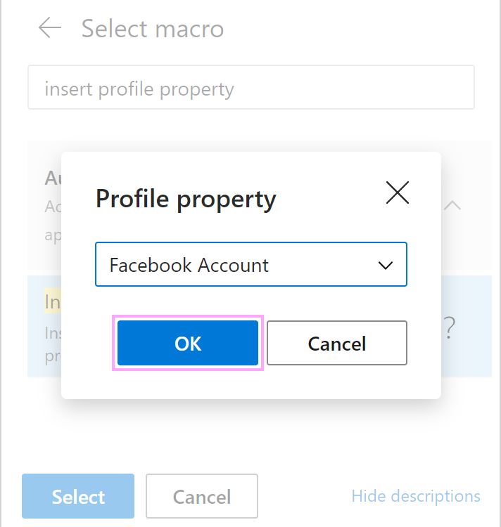 Inserting a profile property into a template