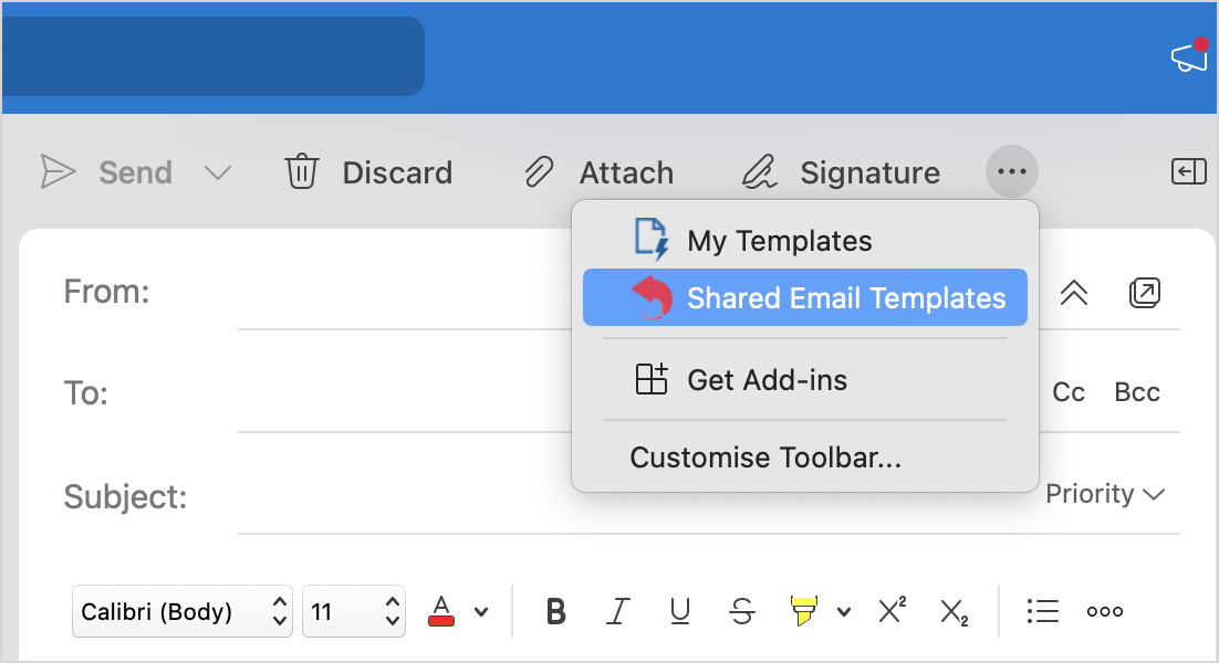Start Shared Email Templates in the New Outlook for Mac.