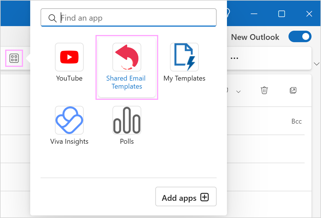 Start Shared Email Templates in the new Outlook for Windows.