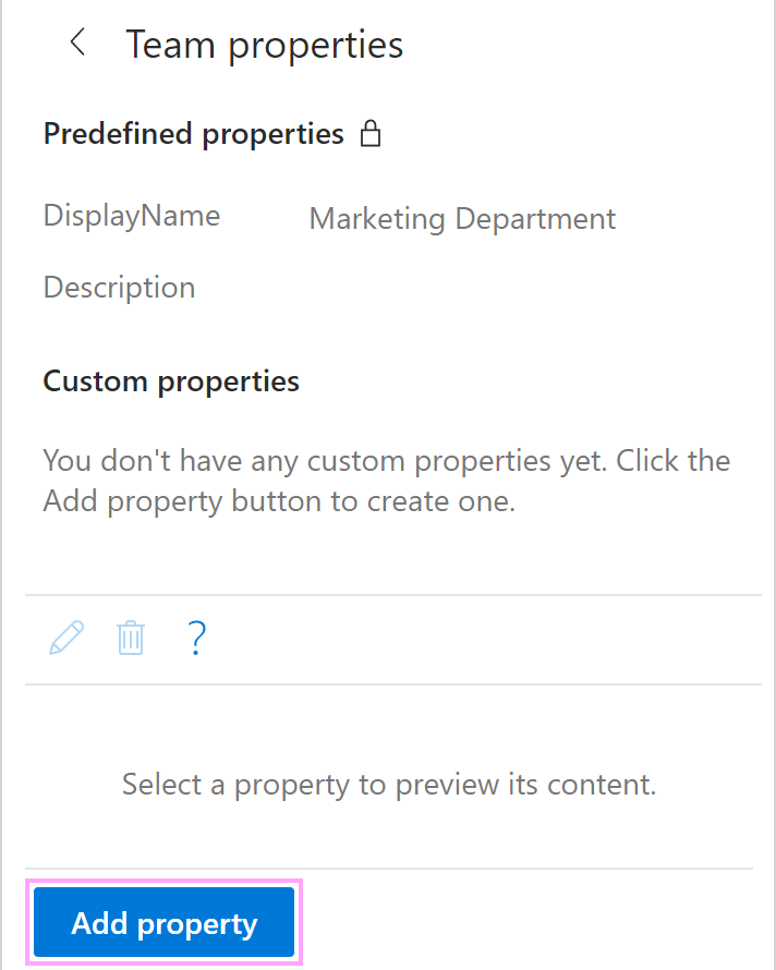 The Add property button