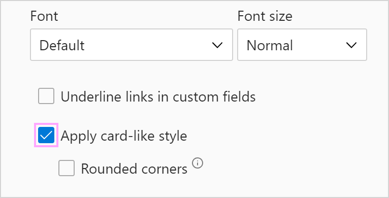 The Apply card-like style checkbox