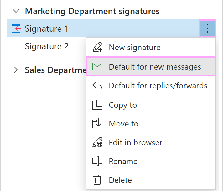 Setting a default signature