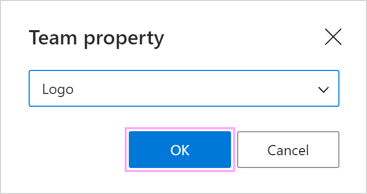 Selecting a team property for a signature