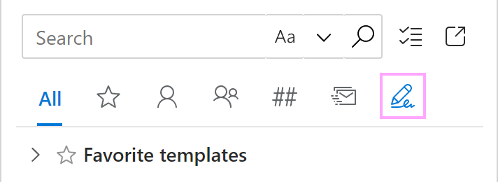 The Signatures tab on the Shared Email Templates pane