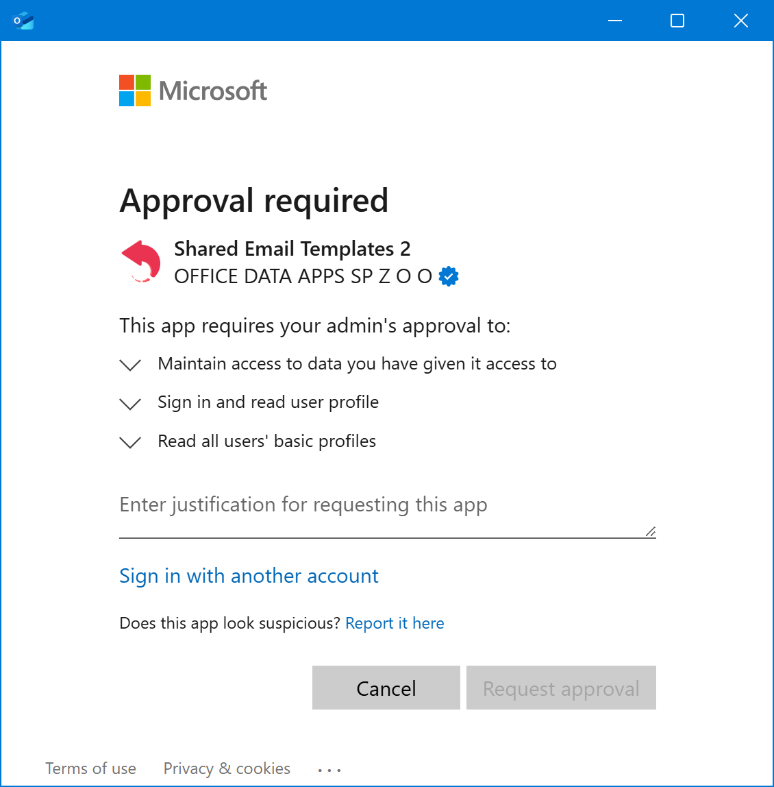 The Approval required dialog