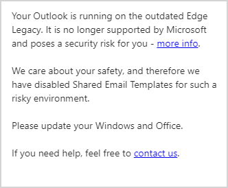 The Outdated Edge Legacy warning