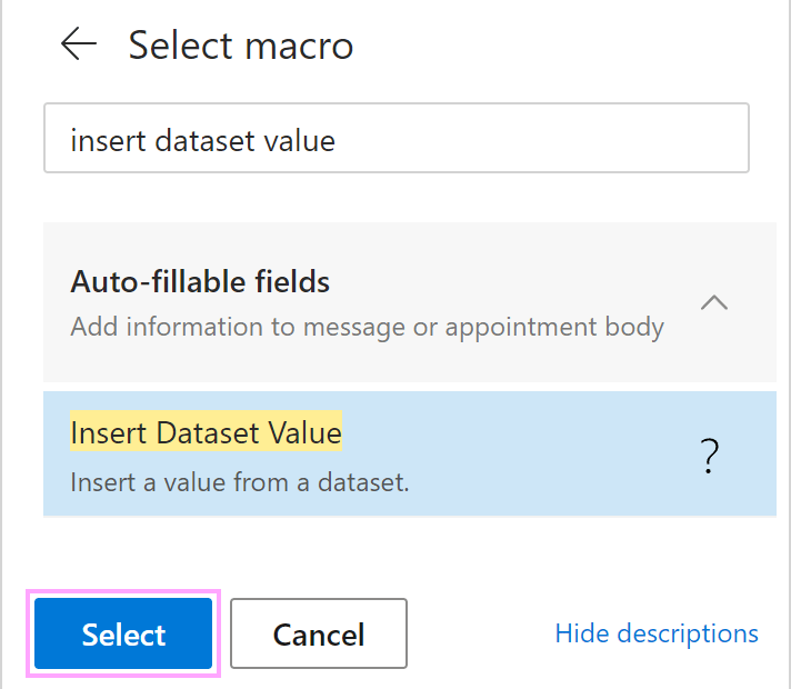 Insert Dataset Value
