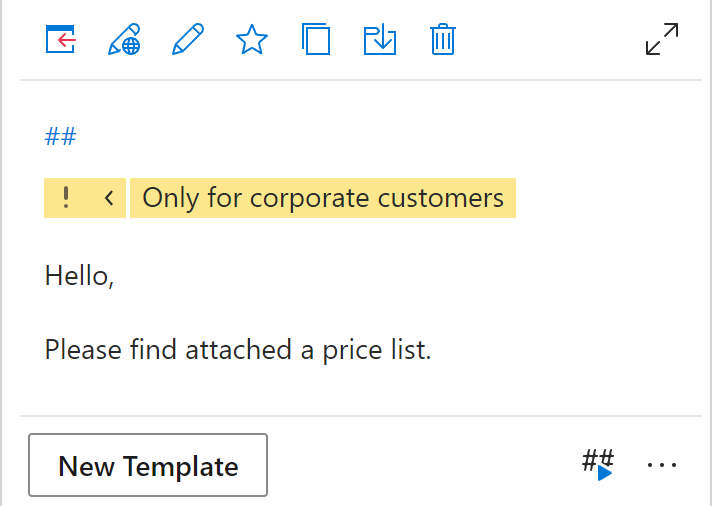An open note in the template preview