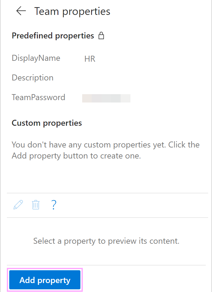 The Add property button