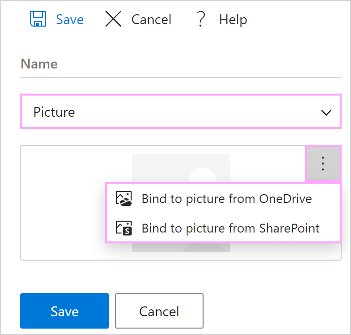 Binding a company account property to a picture