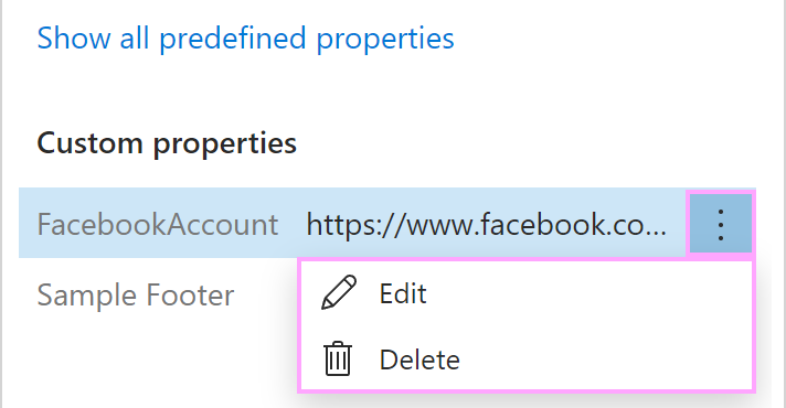 Edit or delete a custom property.