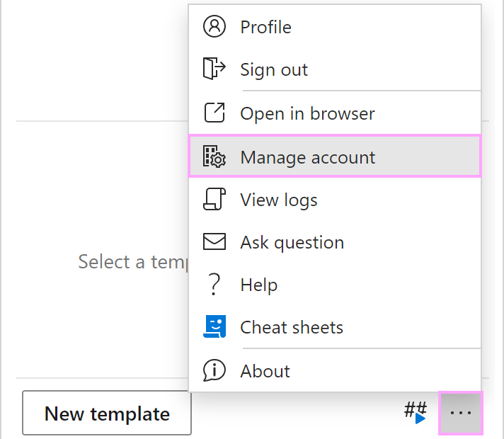 The Manage account option