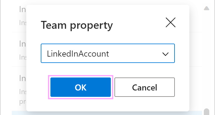 Select a team property.
