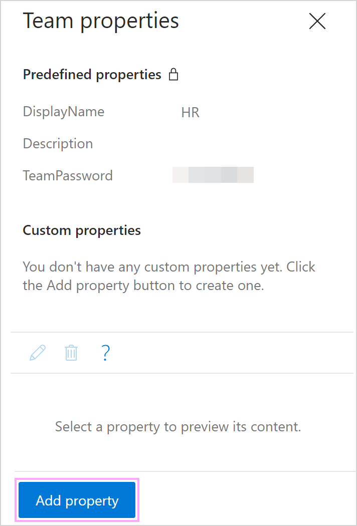 The Add property button on the sidebar
