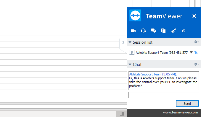 The TeamViewer chat window.