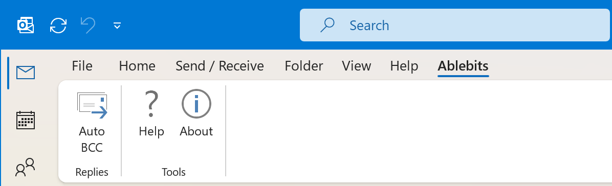 The Ablebits tab on the Outlook ribbon