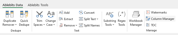 Start Column Manager from Ultimate Suite for Excel.