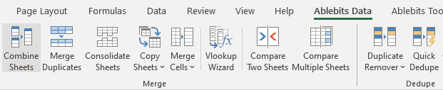Combine Sheets icon on the Excel's ribbon.
