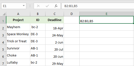 Paste the copied cell or range reference in Excel.