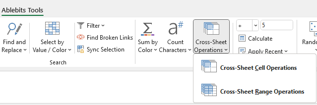 Click on the Cross-Sheet Cell Operations icon.