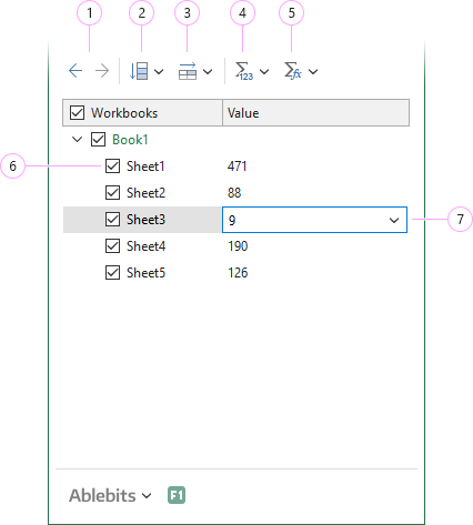 The Cross-Sheet Cell Operations pane.