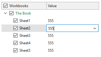 Enter the same value into the same cell across multiple sheets.