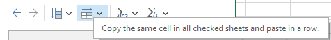 Paste the same cell across multiple sheets in a row.