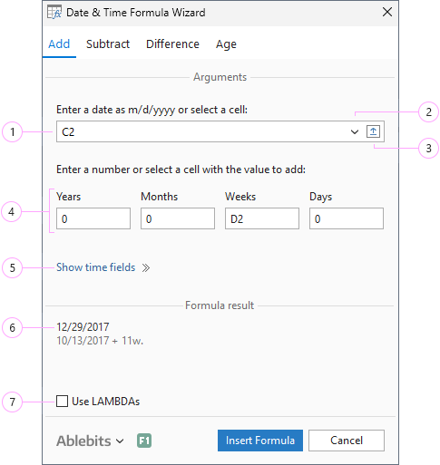 How to add and subtract dates in Excel.