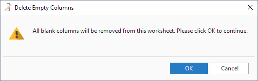 Confirm if you want to remove empty columns from your worksheet.
