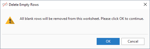 Confirm the action to remove blank lines from the worksheet.