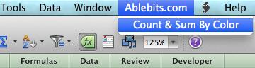 Click on Count and Sum by Color name under the Ablebits.com tab.
