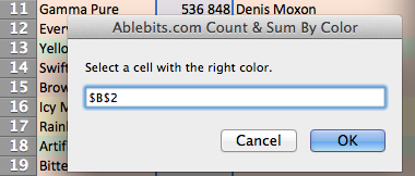 Select a cell with the right color.