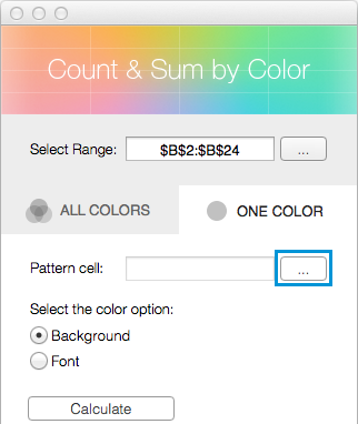 Click on the Select range icon next to the Pattern cell field.