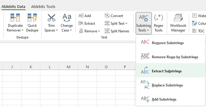 Start the Extract Substrings tool.