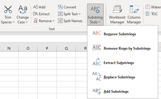 Extract substrings in Excel.