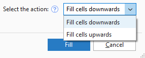 Select to fill blank cells upwards or downwards.