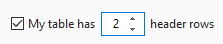 Enter the number of header rows.