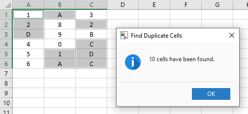 Find Duplicate Cells.