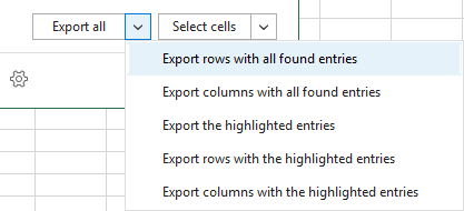 Choose the entries to export after the search in Excel.