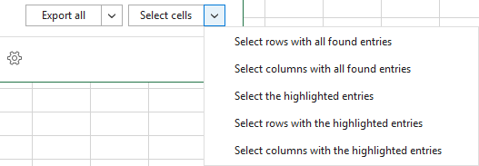 Select the found entries in Excel.