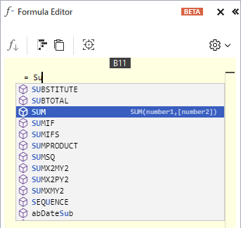 Excel Formula AutoComplete