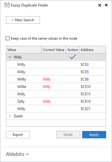 See all found matches in the tree pane.