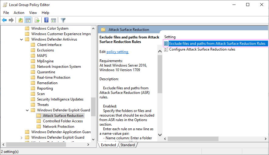 Exclude files and paths from Attack Surface Reduction Rules. Exclude files and paths from Attack Surface Reduction Rules.