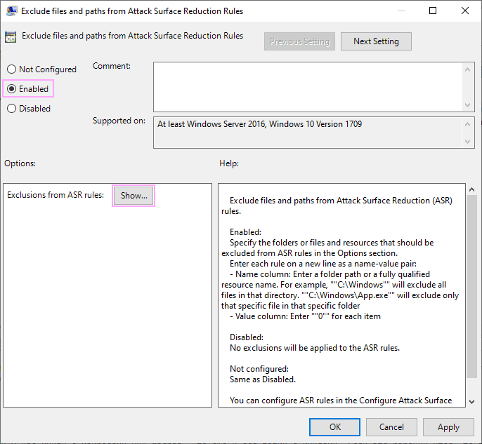 Exclude files and paths from Attack Surface Reduction Rules.