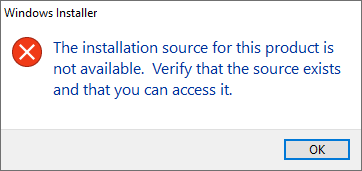 Installation source is not available.