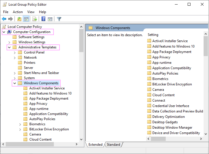 Open Windows Components.