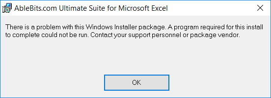 Windows installer package problem.