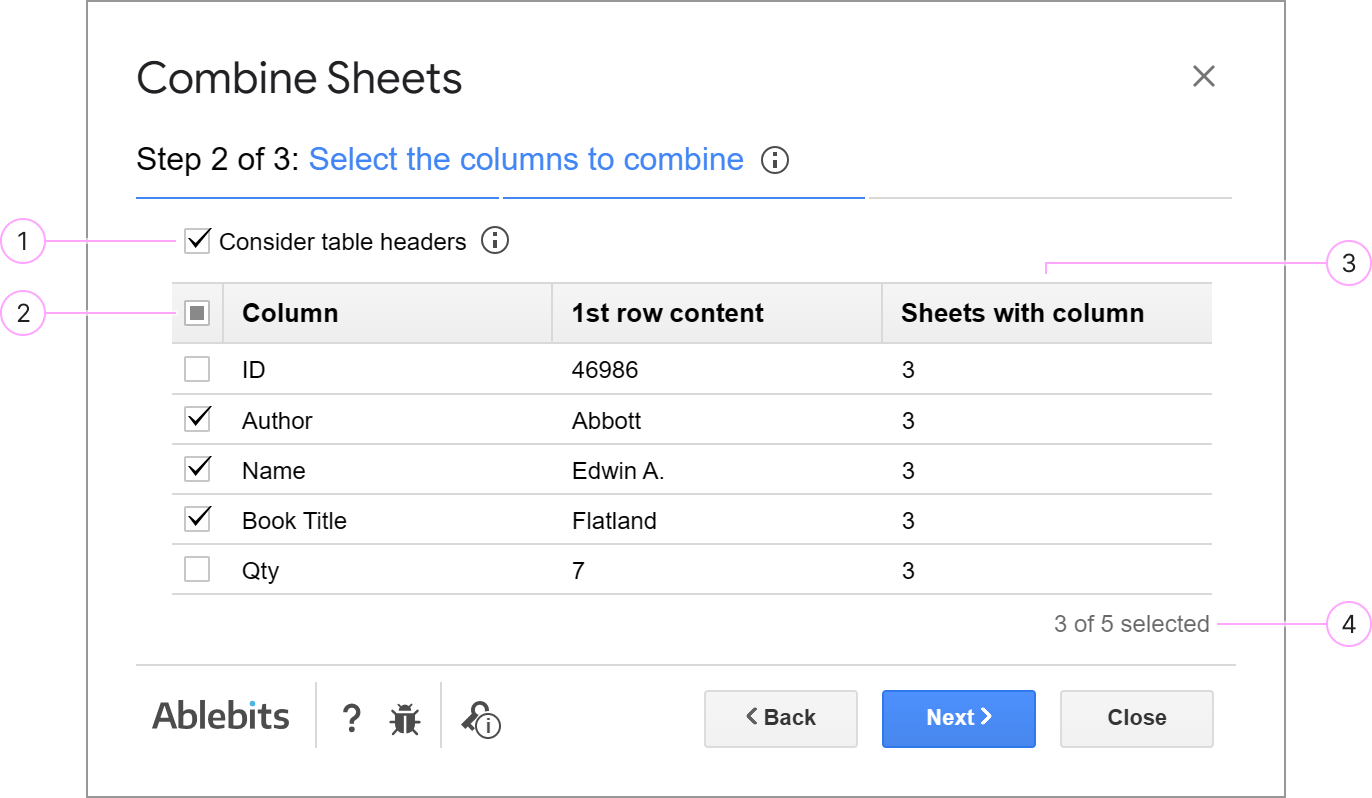 Select the columns to combine on Step 2.